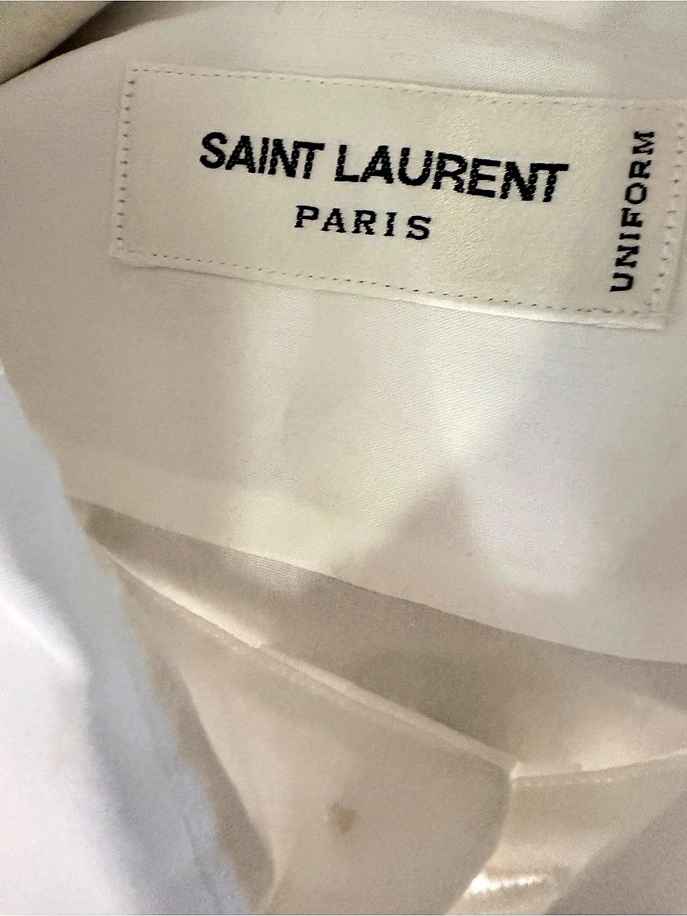 Saint Laurent Paris Uniform Plain Long Sleeve Shirt 100% Cotton White Size 38/15